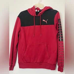 Puma Men's Bold Red and Black Hoodie